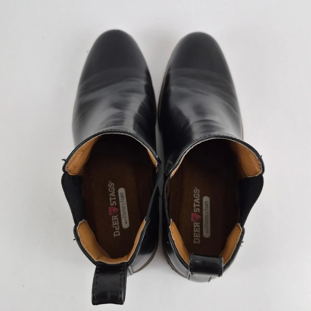 Deer Stags Mens Black Chelsea Boots Memory Foam Ankle Boot 10.5 M